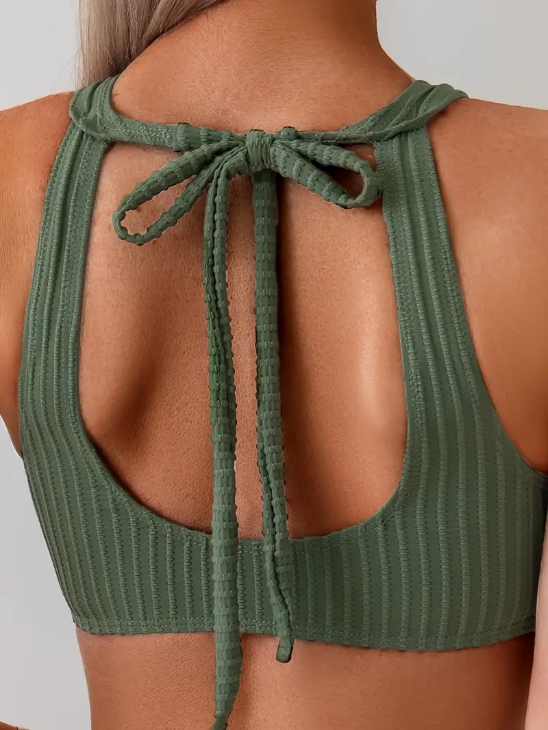 Swim Brief with Twisted Front Detail, Olive Green