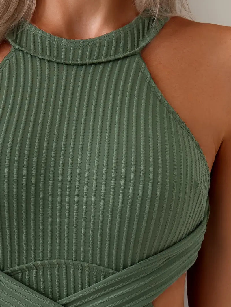 Swim Brief with Twisted Front Detail, Olive Green