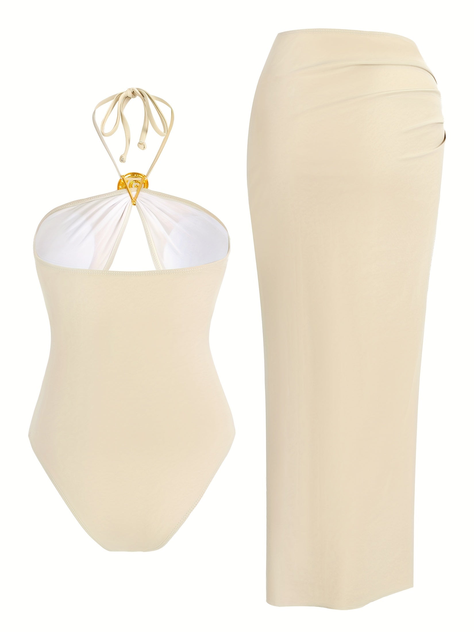 3-piece Beige Bikini Set - {{ Product_type }} BeachWear I Availabre at Belle Aqua Belle Aqua Beach Wear
