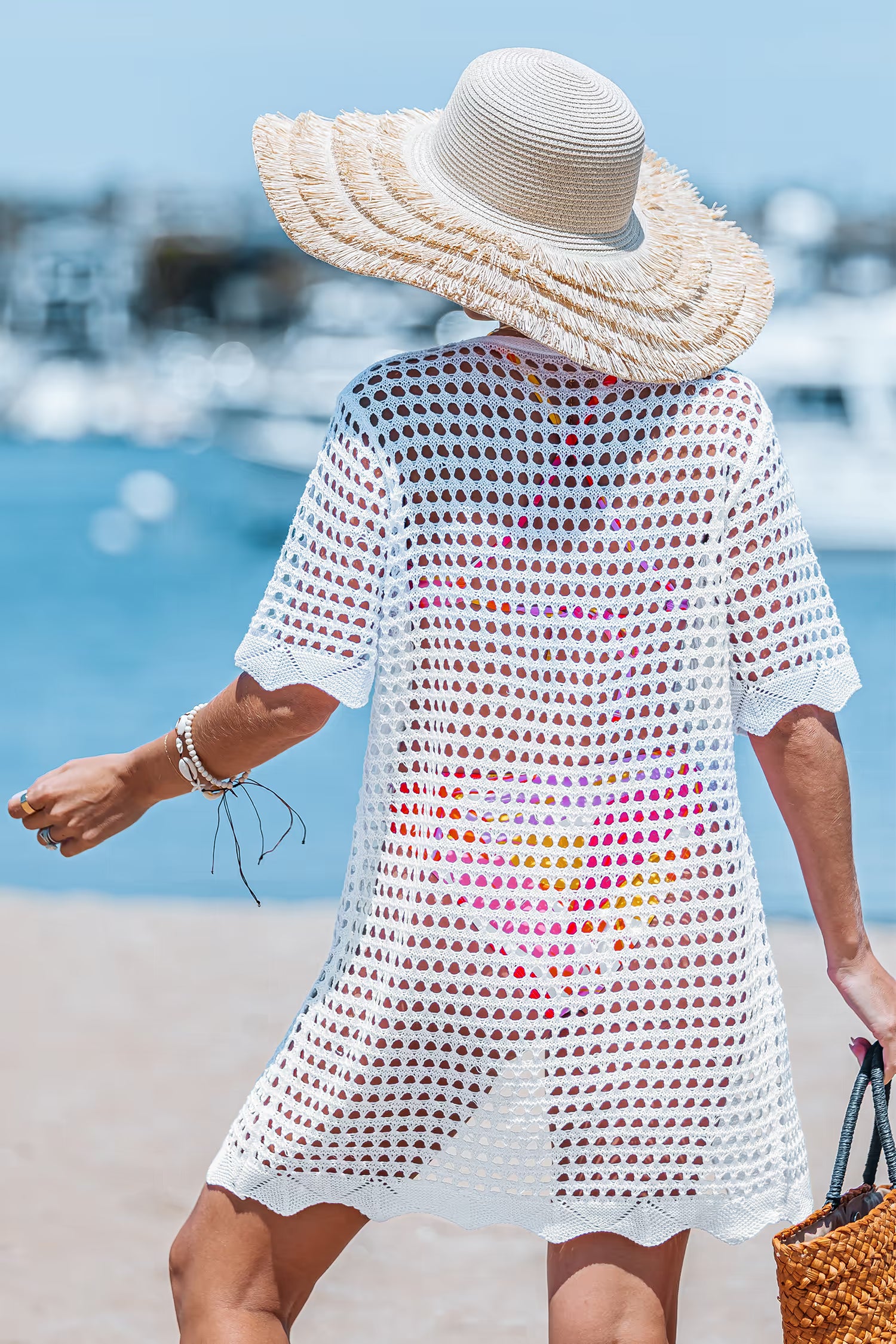 Kimono de saída de praia White Mist Marble