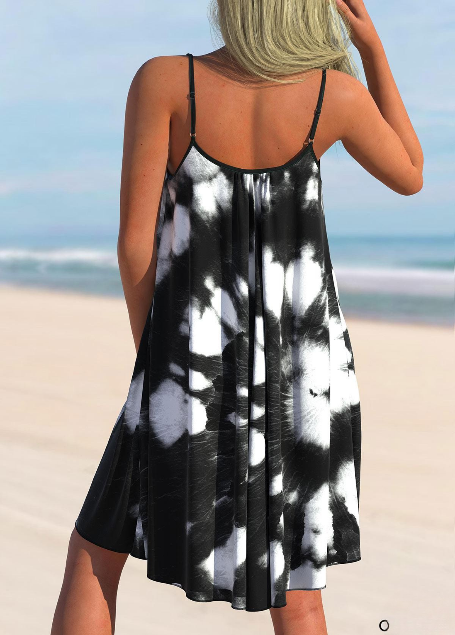 Black Tie Dye Print Cover Up - {{ Product_type }} BeachWear I Availabre at Belle Aqua Belle Aqua Beach Wear