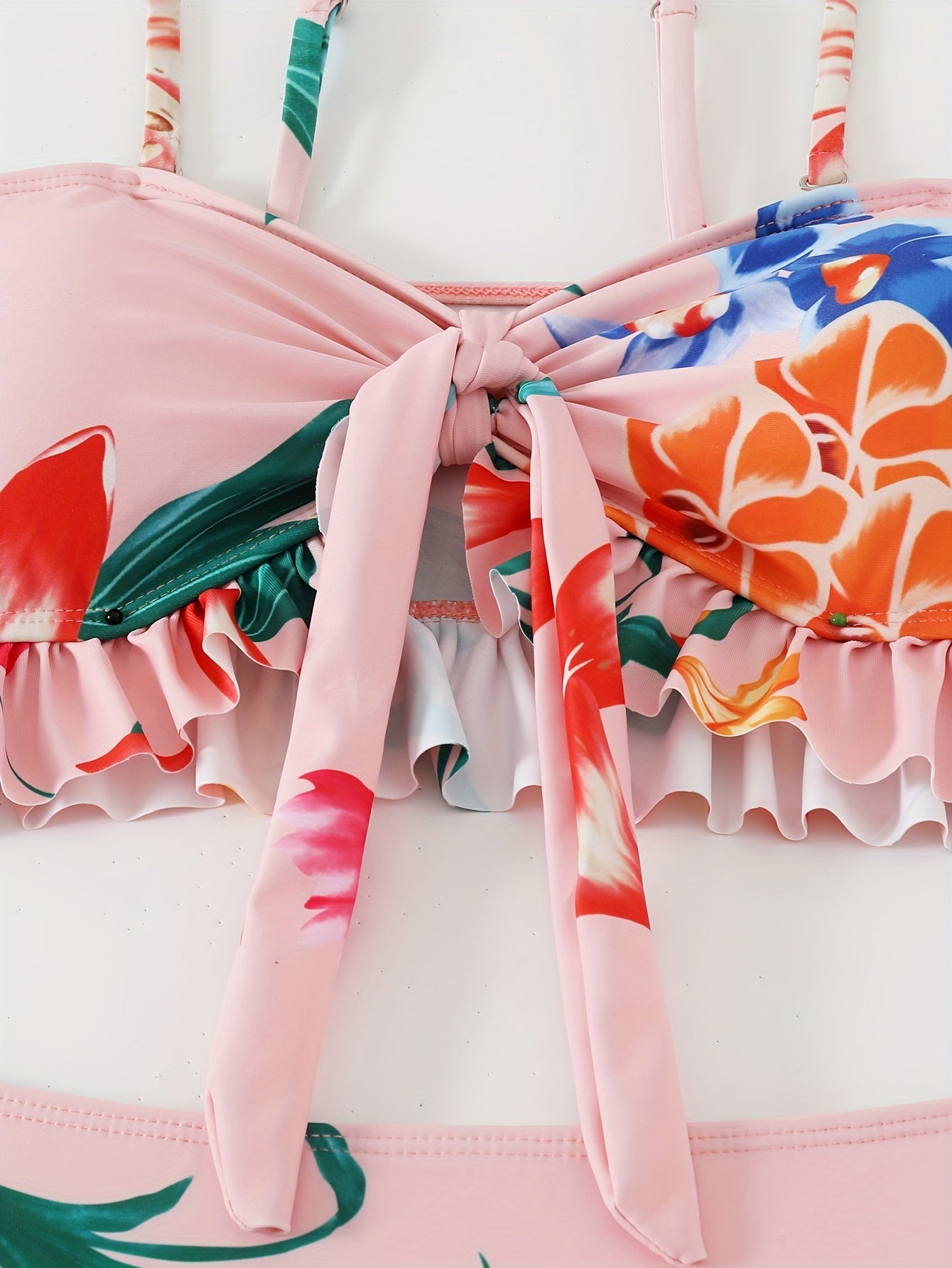 Pink Floral Bikini Set with Cover-Up - 3 Pieces - {{ Product_type }} BeachWear I Availabre at Belle Aqua Belle Aqua Beach Wear