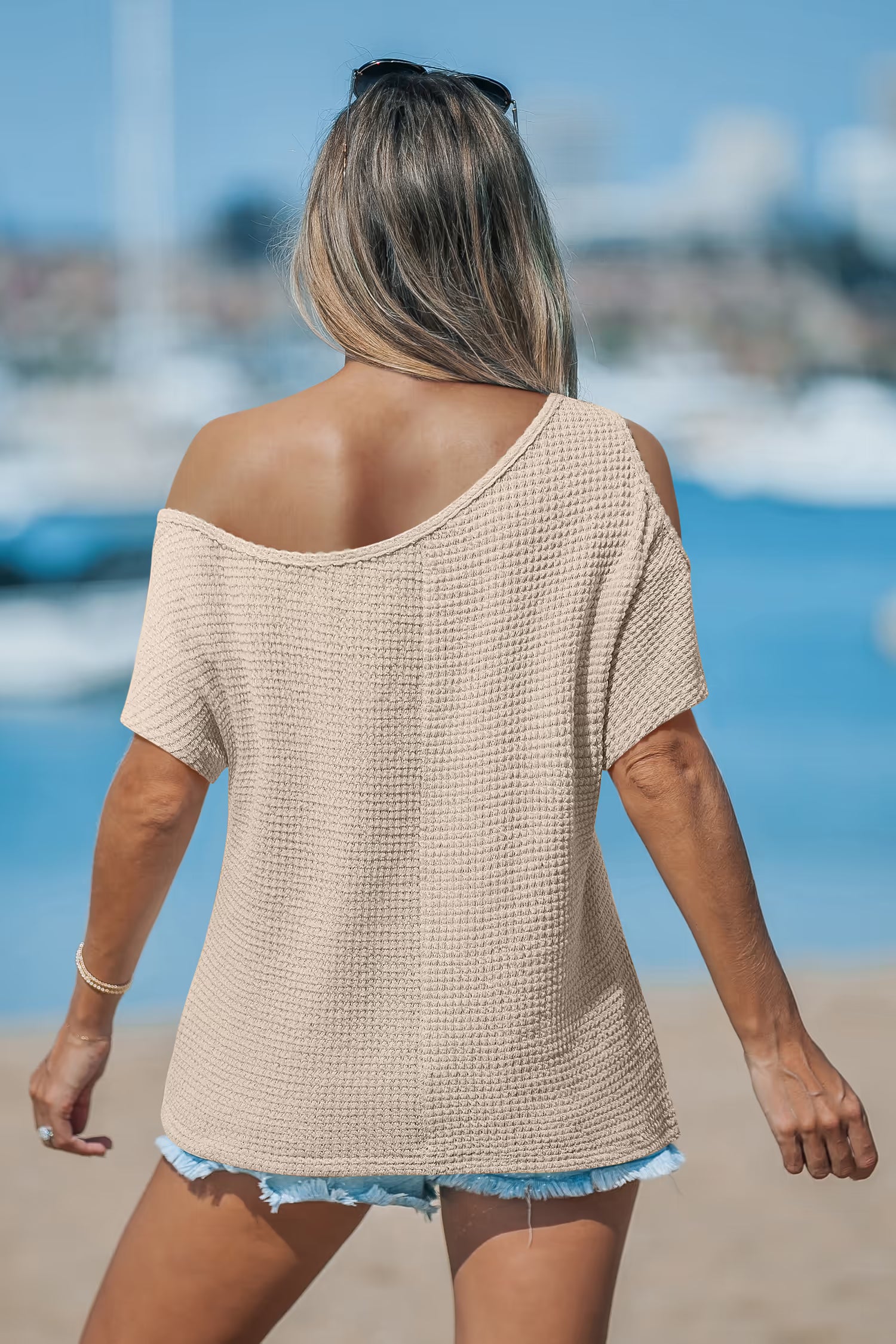 Beige blouse Keep your feet on the ground