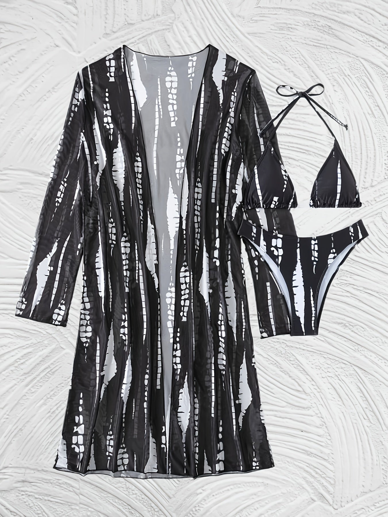 Black bikini set with beach cover-up - {{ Product_type }} BeachWear I Availabre at Belle Aqua Belle Aqua Beach Wear