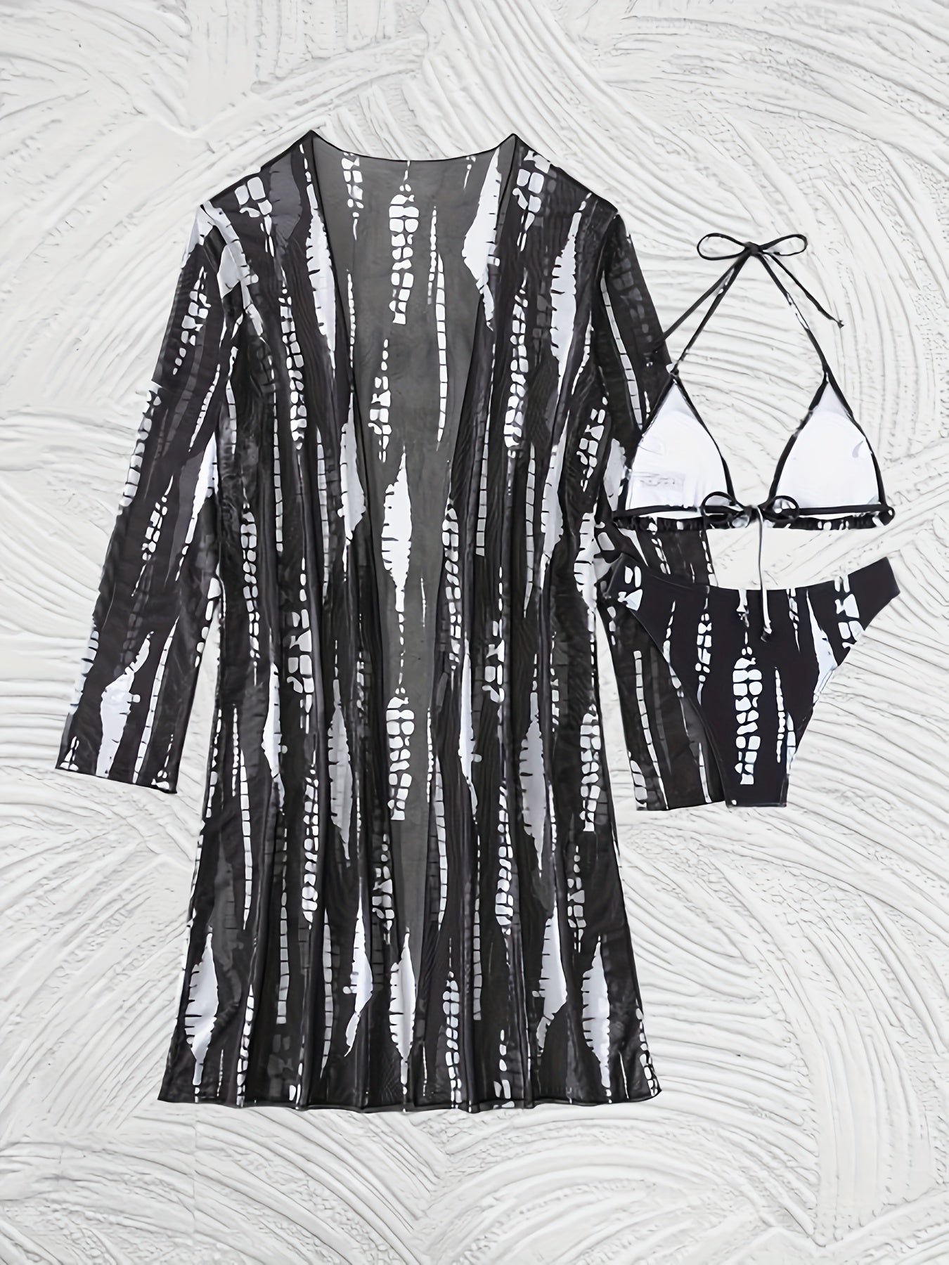 Black bikini set with beach cover-up - {{ Product_type }} BeachWear I Availabre at Belle Aqua Belle Aqua Beach Wear